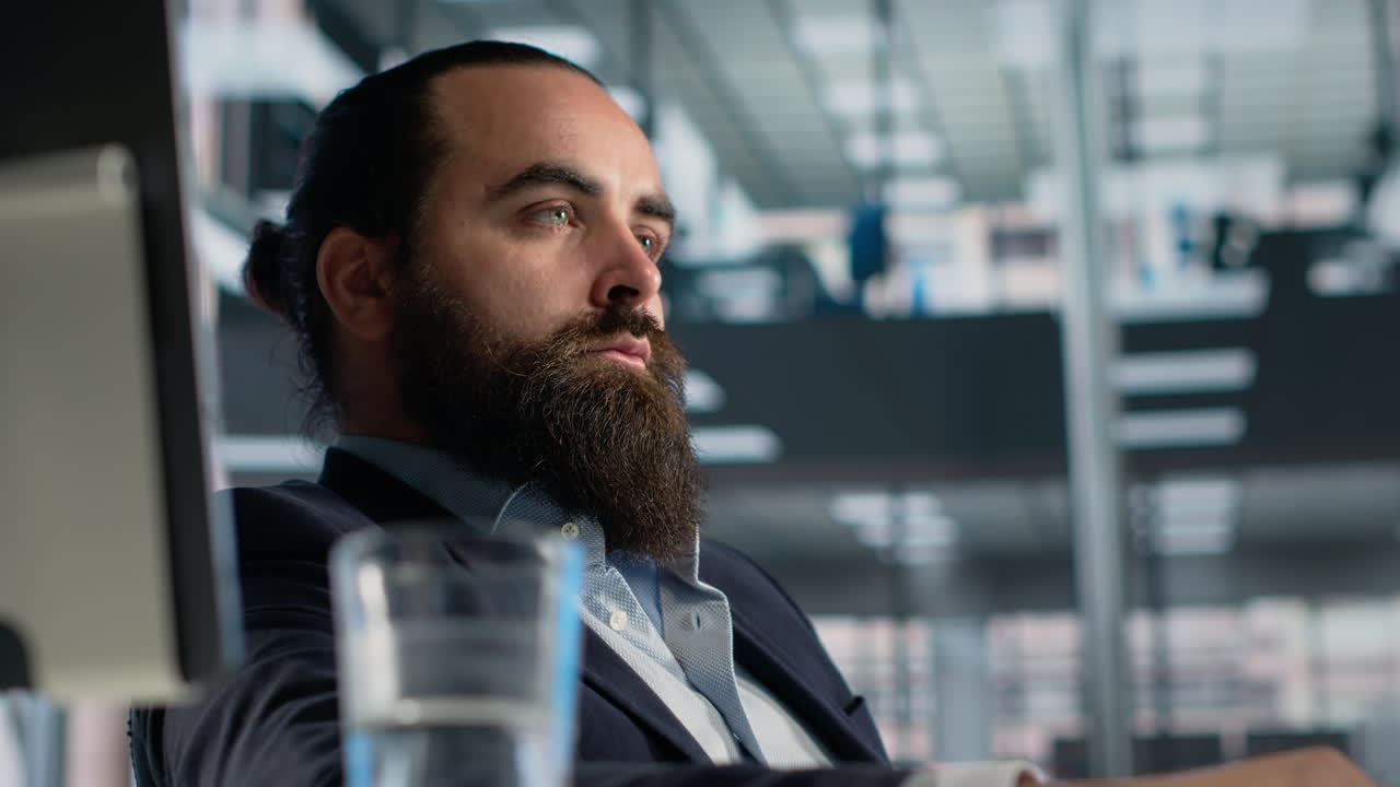 Thoughtful businessman, strategy planning and problem solving
