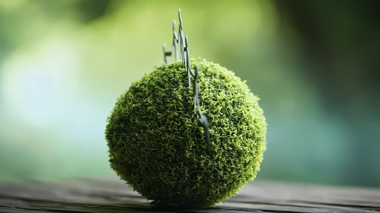 Hands around a green globe. Paper figures hold hands around a moss-covered globe symbolizing unity and environmental awareness in nature.