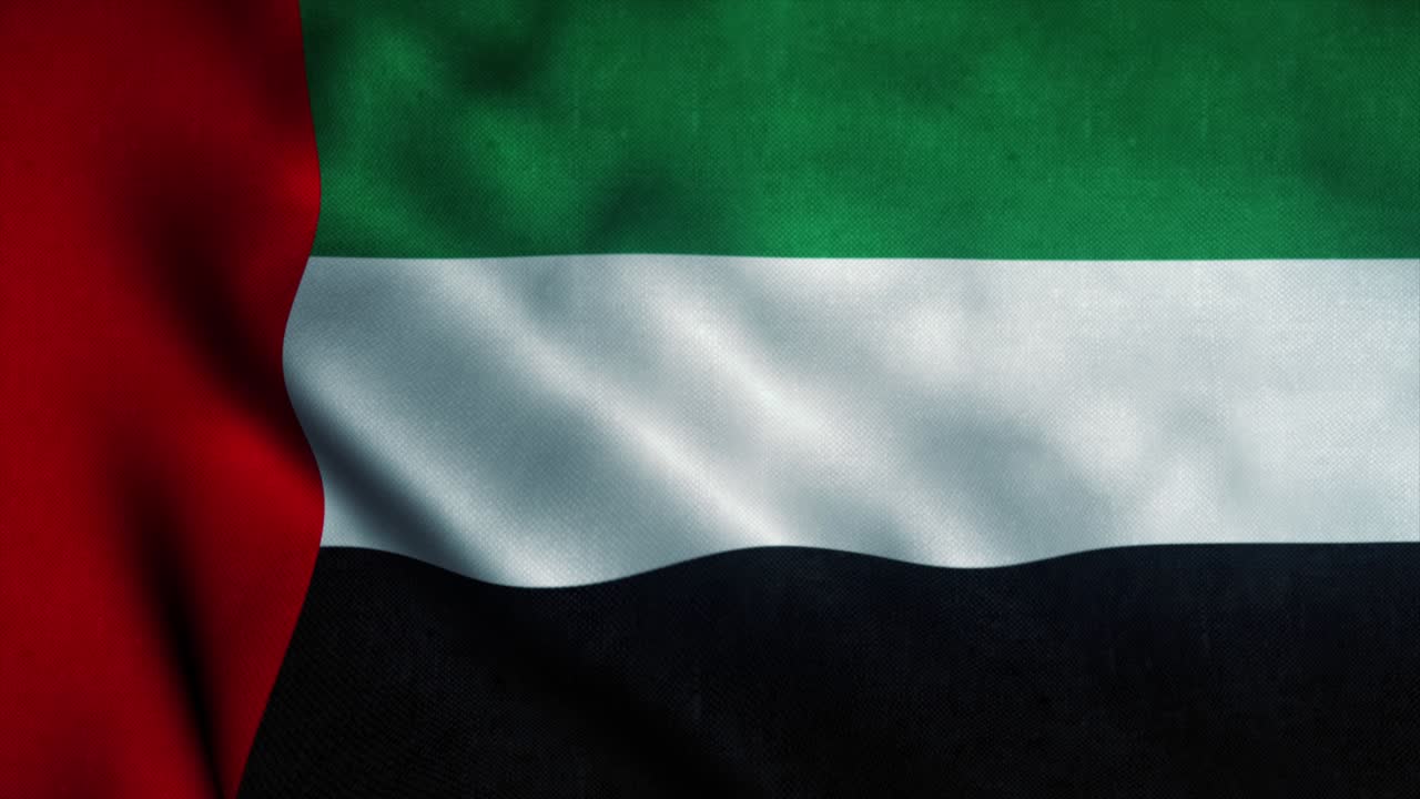 la bandera de los emiratos árabes unidos ondeando en el viento. la bandera nacional de los emirados árabes unidas. el signo de los emirates árabes unido. animación de bucle sin costuras. 4k