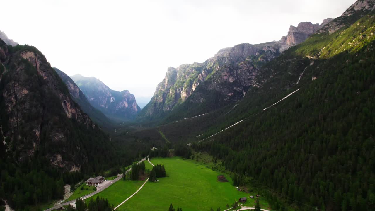 Scenic Dolomites Mountain Range In Italy - Drone Shot