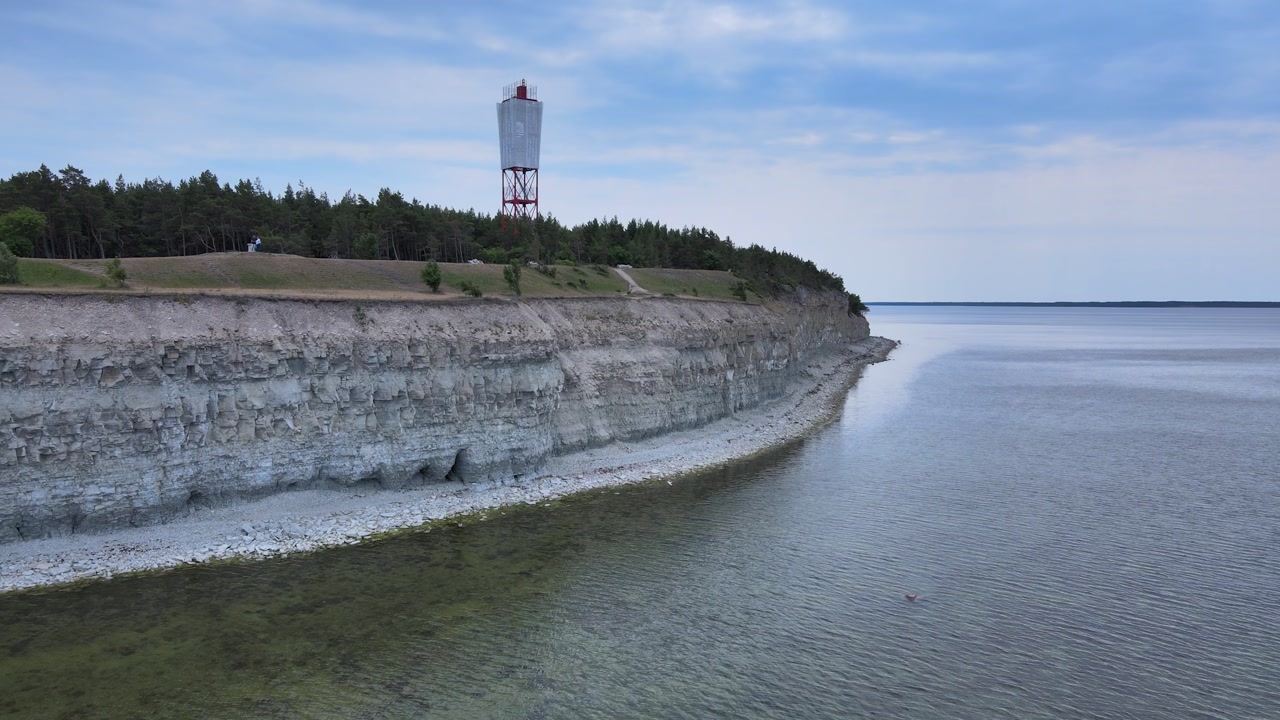 Drone Video Flying Back from Cliff over Sea