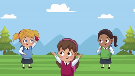 estudiantes en los personajes del campamento
