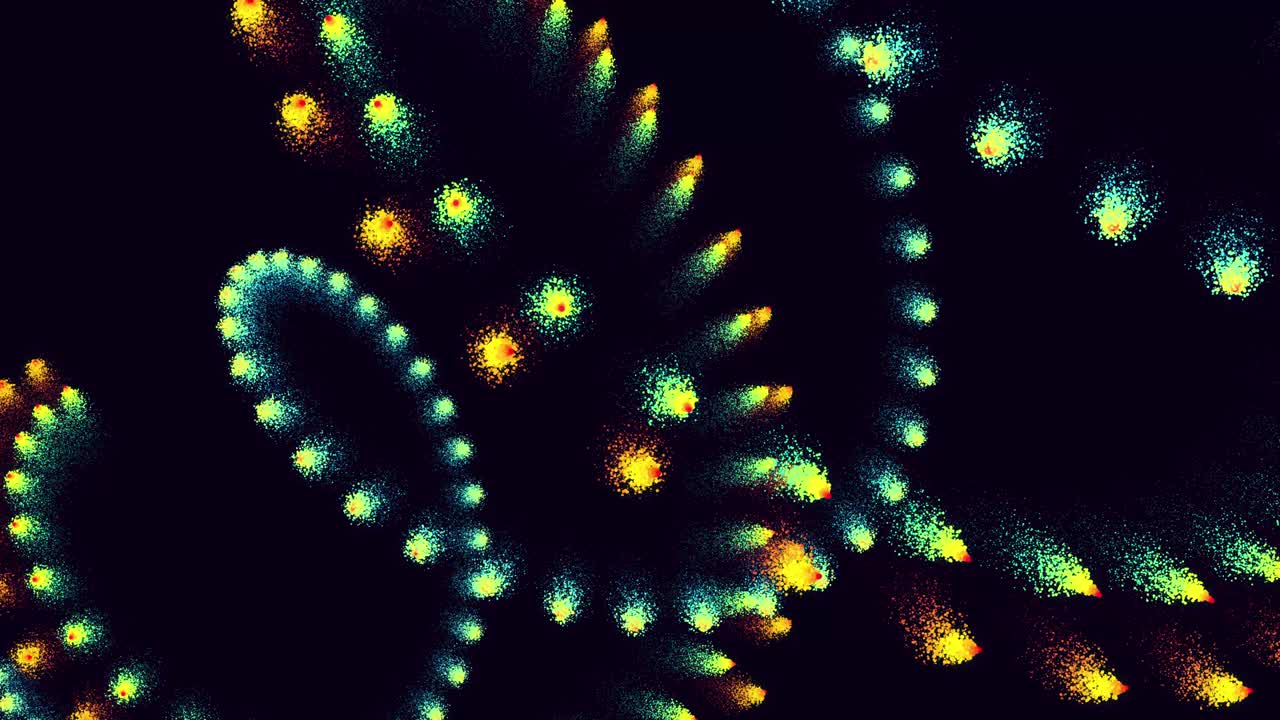 las partículas mágicas forman senderos hermosos. estructura en espiral. 3d render abstracto explosión colorida con luma mate como el canal alfa. explosión de color arco iris.