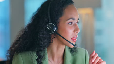 friendly, call center and night with black woman