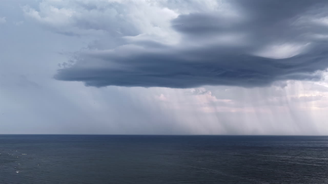 Cloudy Sky Moving Over The Seascape. Timelapse