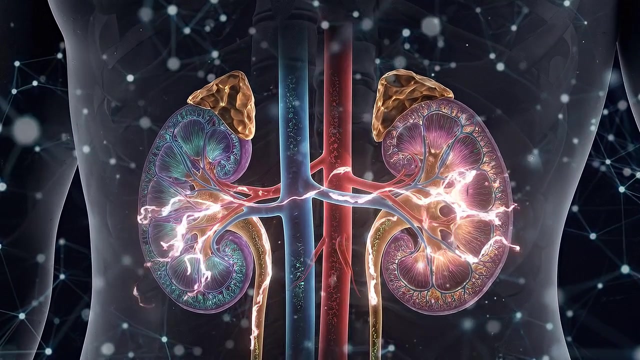 Human urinary system illustration with kidneys and ureters medical concept