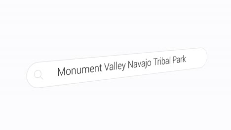searching monument valley navajo tribal park on the search engine
