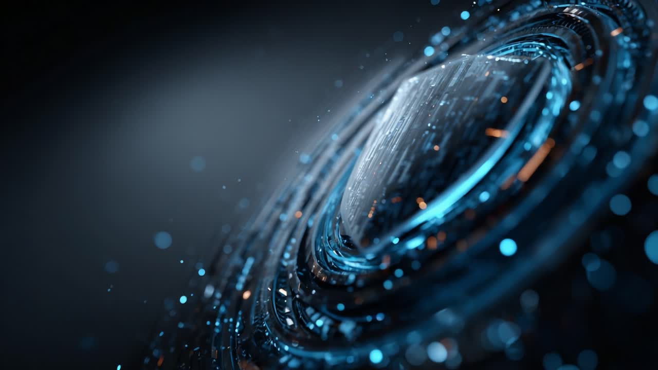Captivating blue digital abstraction showcasing swirling particles and intricate lines, creating a mesmerizing visual experience of technology and innovation in a futuristic environment