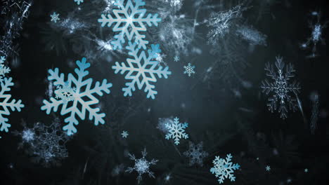 animación de copos de nieve cayendo sobre un fondo negro