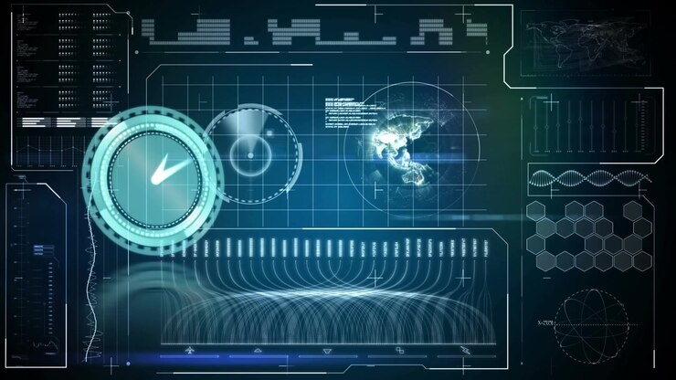 Animation of clock and data processing on screen