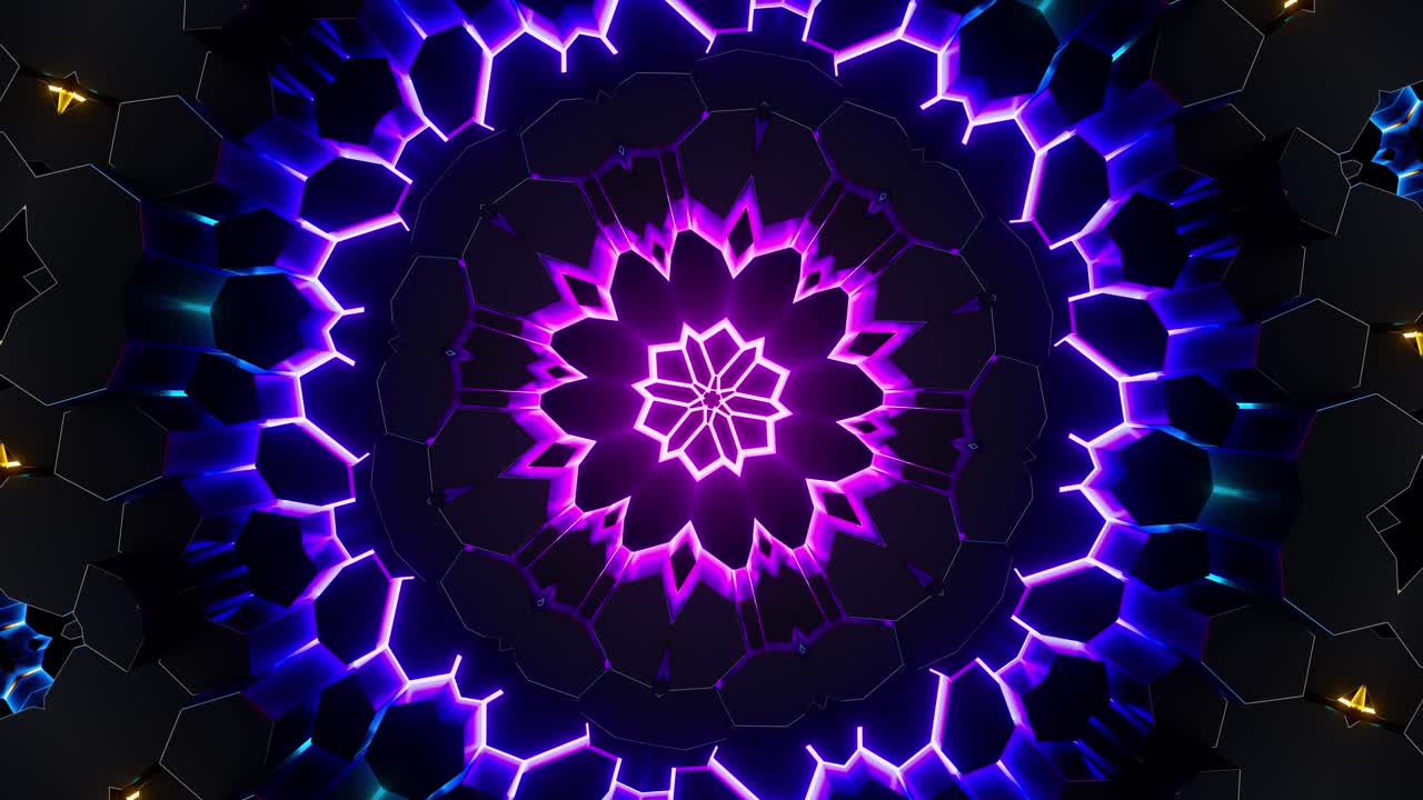Pulsing Hexagon Waves in Kaleidoscope Style. Looped Animation