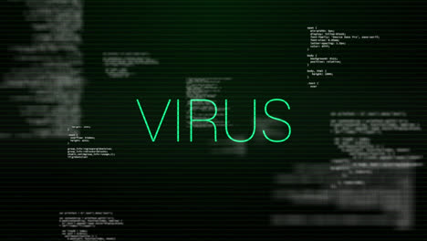 animation of virus text over data processing