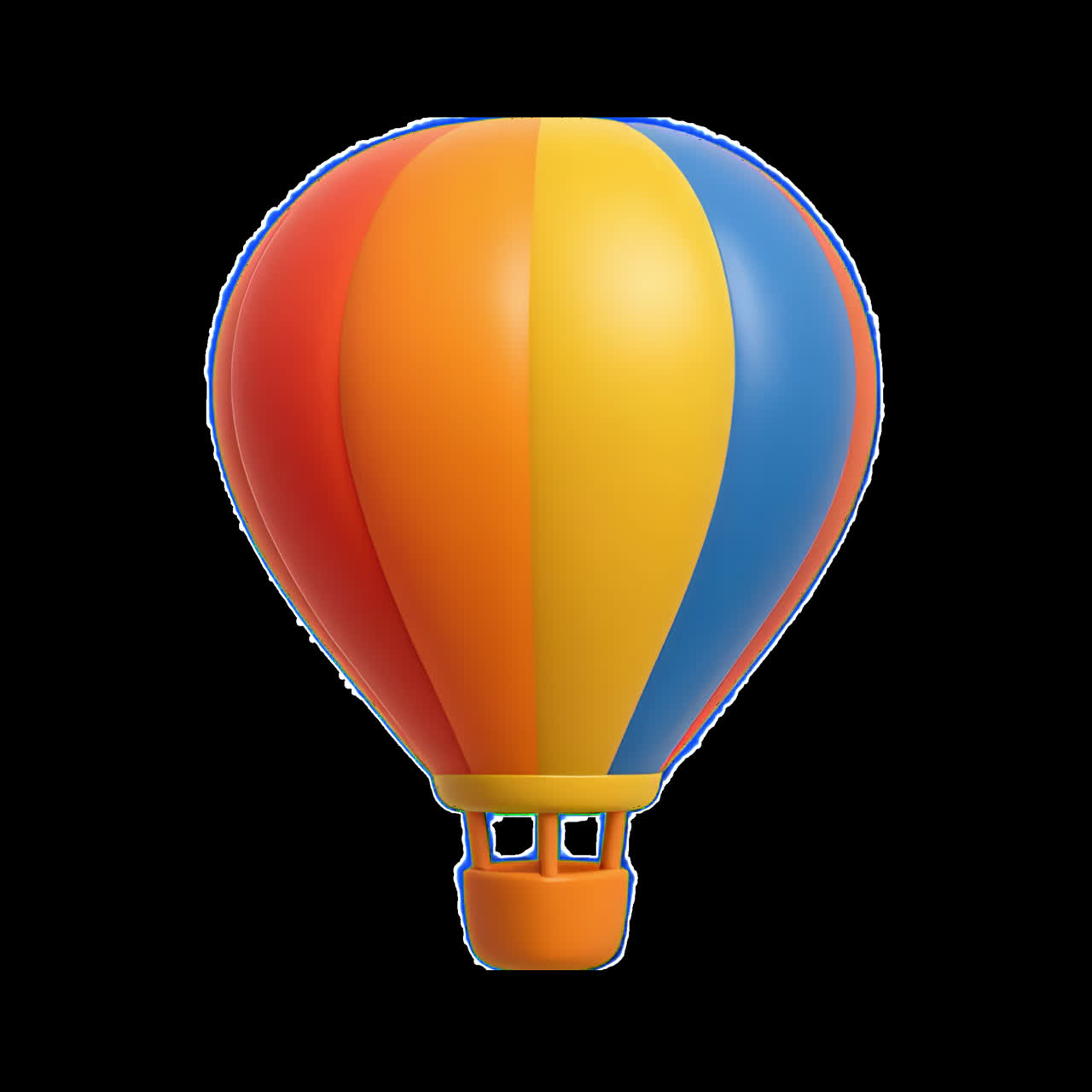 Colorful hot air balloon illustration animation isolated asset, transparent 4K video, alpha channel
