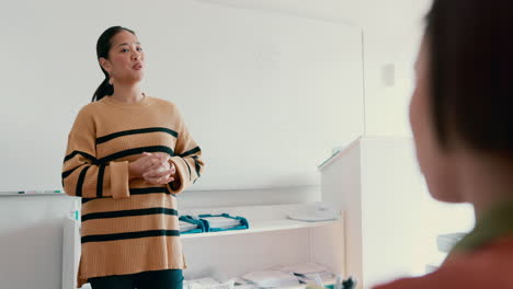 education, university and a woman teacher