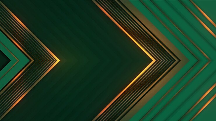 Abstract Green and Gold Geometric Background with Arrow Shapes