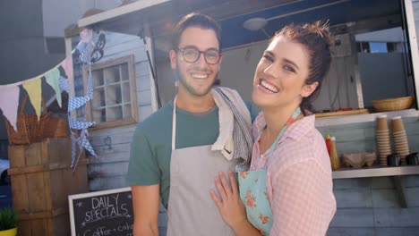 Waiter-and-waitress-looking-at-each-other