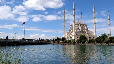 sabancı merkez camii (english: sabancı central mosque) by seyhan river in adana, turkey