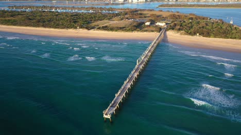 Gold-Coast-Seaway,-Beautiful-sunrise-panorama,-Queensland,-Australia