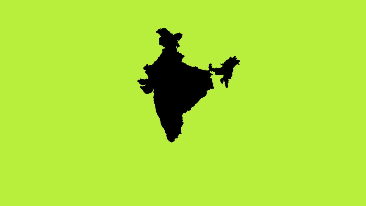 pantalla verde mapa del país de la india con estilo de silueta en movimiento