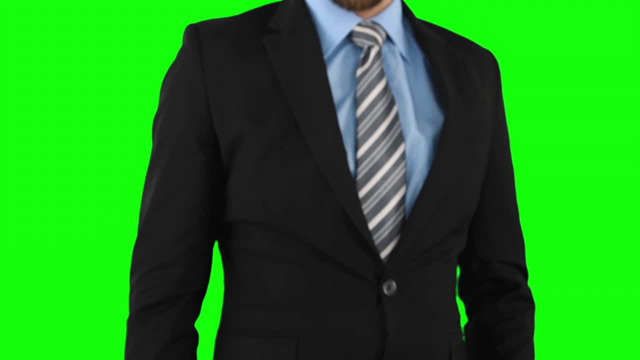 보이지 않는 터치 스크린을 사용하는 사업가