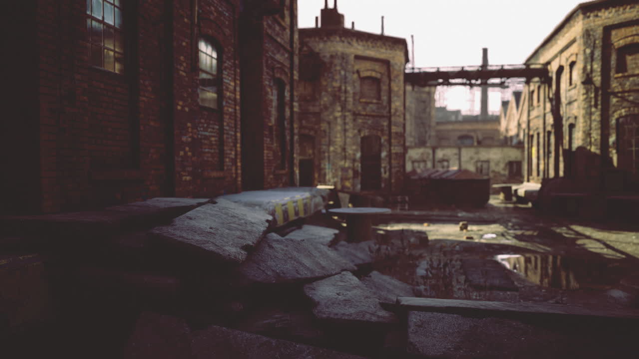 Urban decay reveals hidden beauty in deserted industrial area during daylight