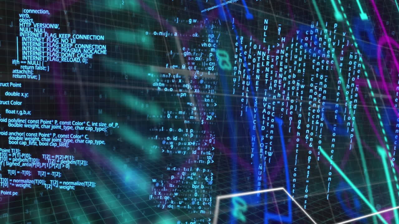 Animation of scope scanning and data processing on black background