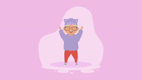 happy child in winter outfit