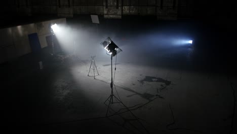 empty dark studio set up for filming