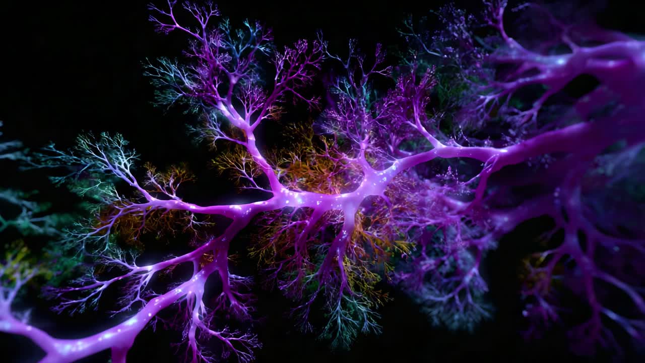 Mesmerizing Abstract Representation of Neural Connectivity with Vibrant Colors and Intricate Branching Patterns Showcasing the Depth of Modern Digital Artistry