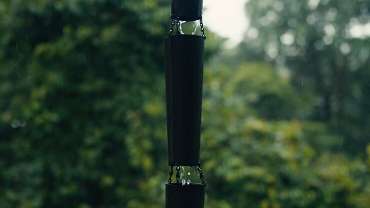 Rain chain in the rain