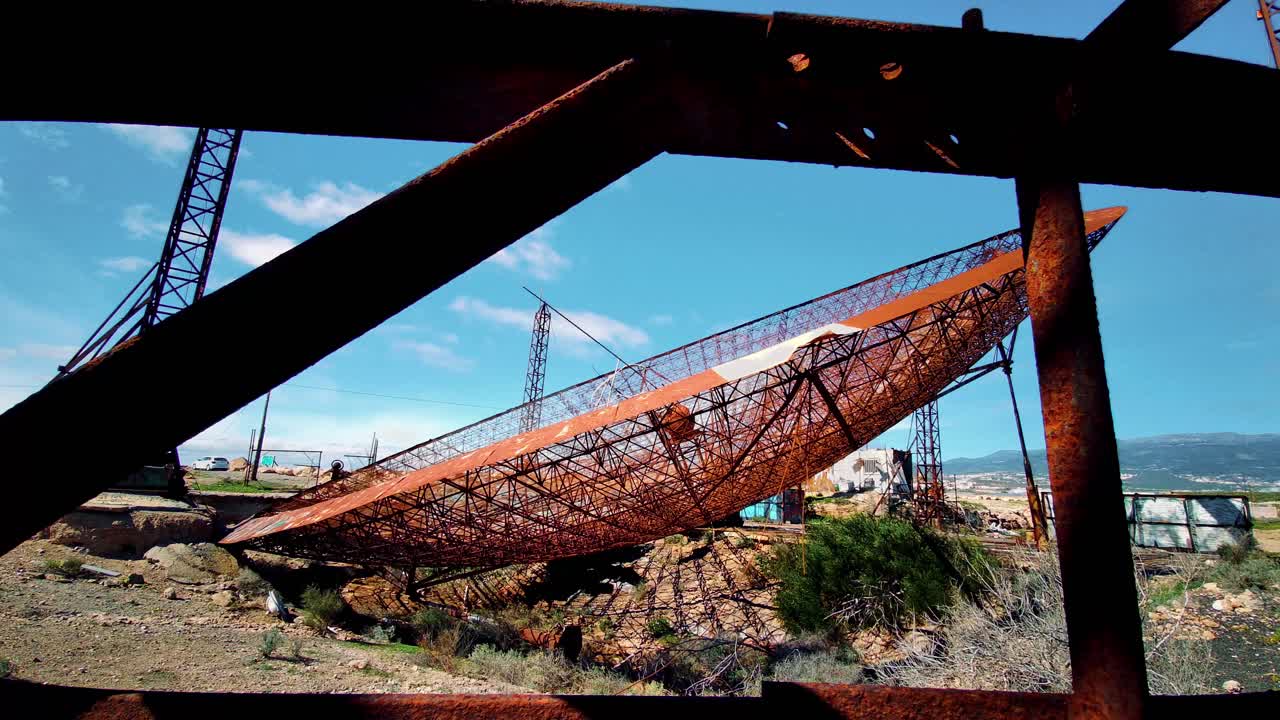 Big old rust satellite dish for space communication