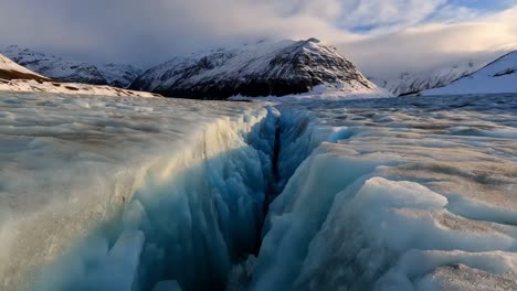 glacier crevasse in a mountainous landscape