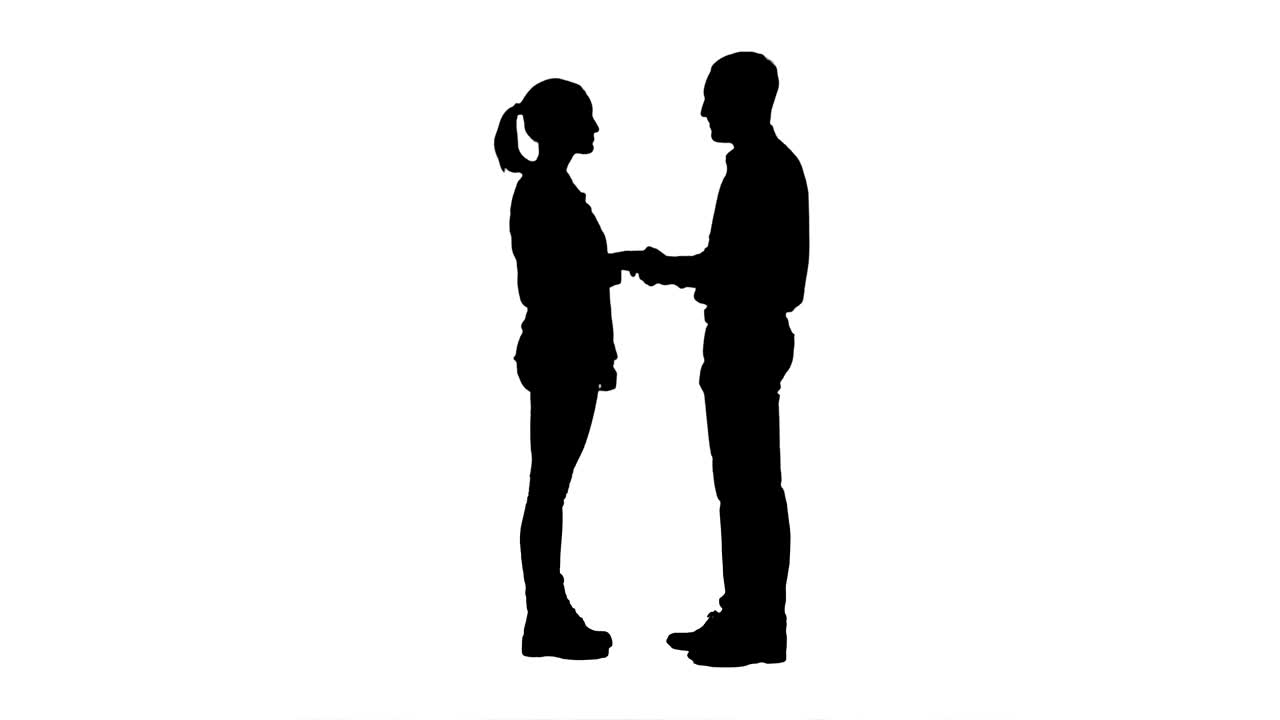 silueta dos jóvenes se dan la mano se mantienen en silencio