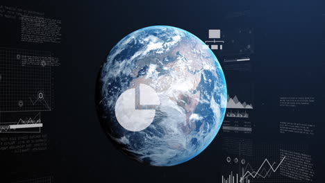 animación del procesamiento de datos financieros en todo el mundo