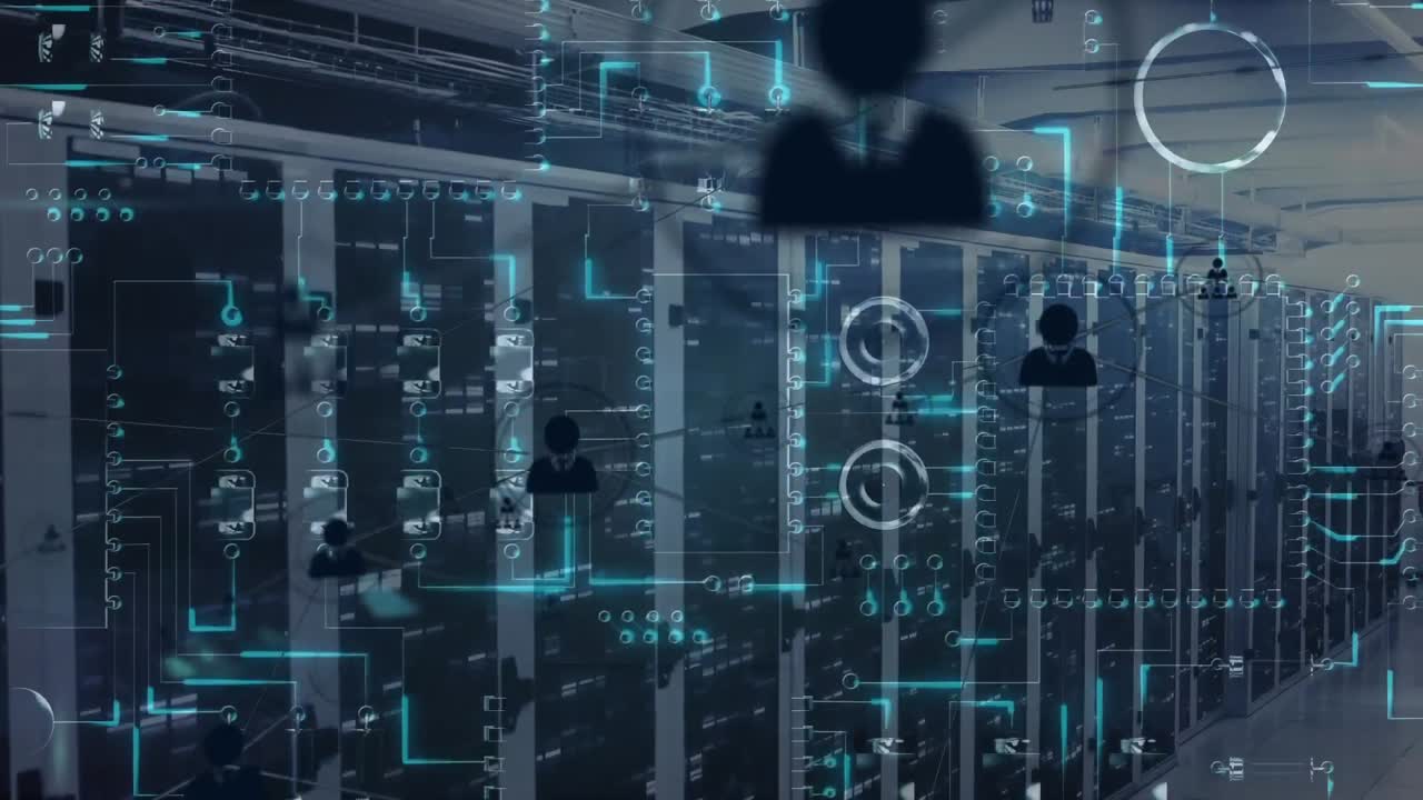 Animation of icons and connections over servers