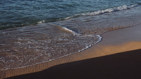 small waves breaking into whitewater across stretch of waikiki beach, hawaii, slow motion