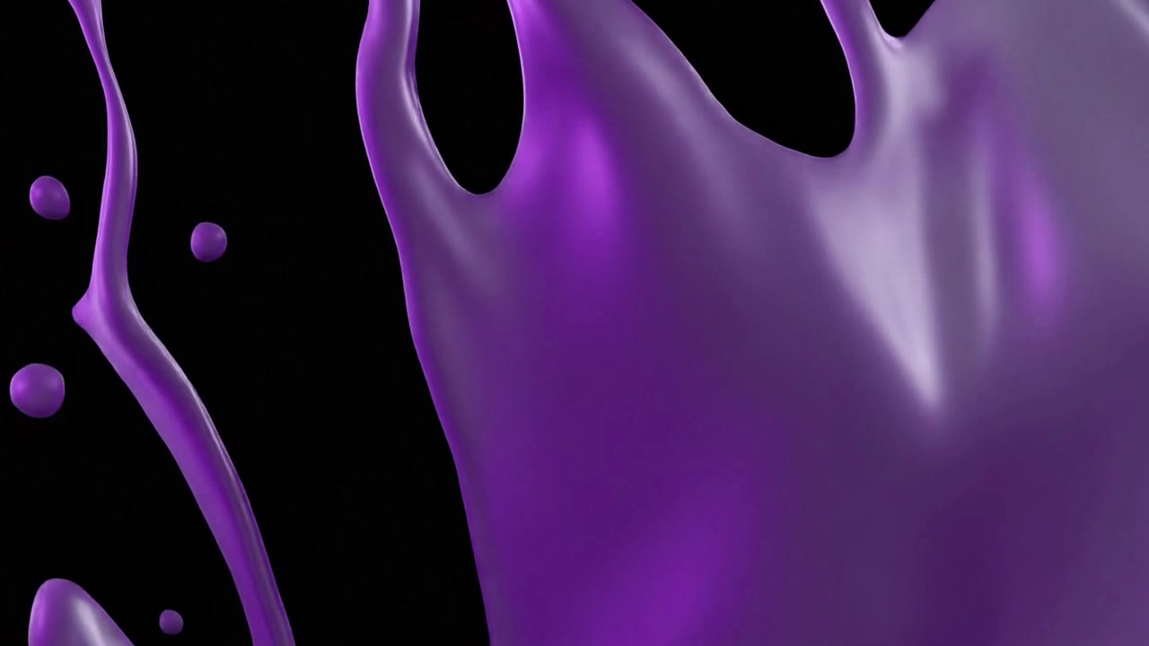 Liquide violet abstrait éclaboussant sur fond noir