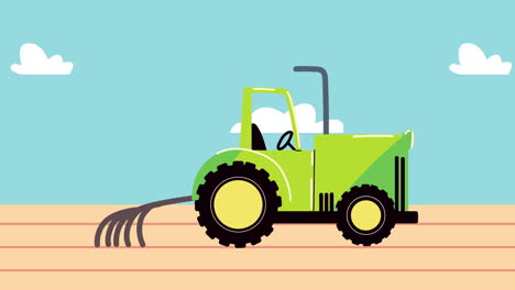 farm lifestyle animation with green tractor