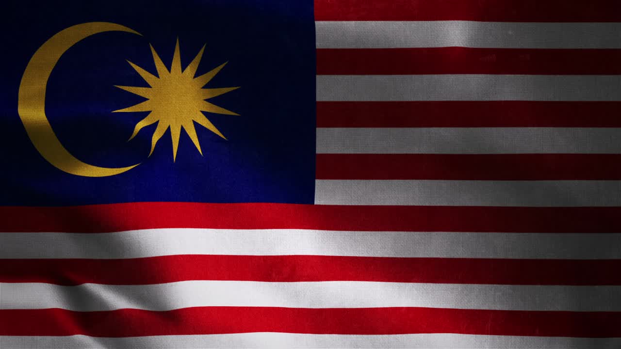 Bandiera della Malesia che sventola con texture in tessuto
