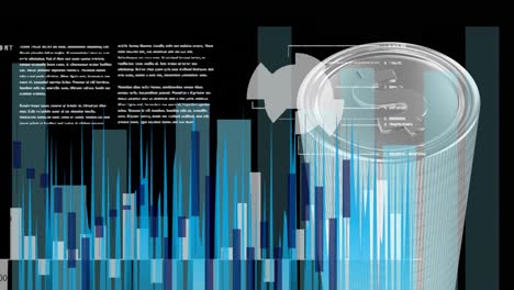 Animation-Der-Finanzdatenverarbeitung-über-Stapel-Silberner-Amerikanischer-Dollarmünzen