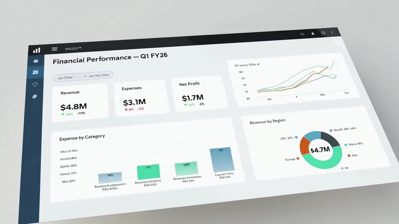 Animated Digital Dashboard Displaying Business Financial Performance