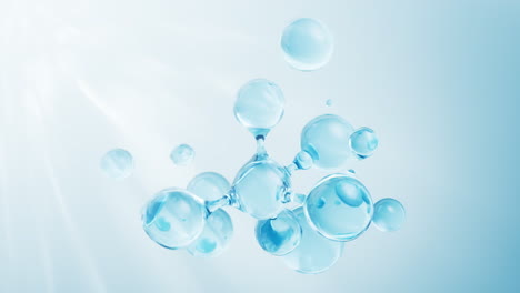 molecule and water bubble, 3d rendering.