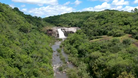 aerial view of a cascade in the rivera province in uruguay