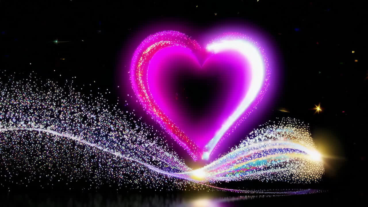 Glowing Purple Heart with Sparkling Trails