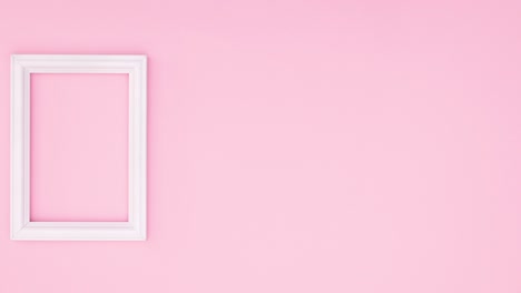 las hojas verdes aparecen en un marco romántico blanco sobre un tema rosa.