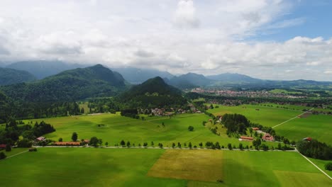 panorama from the air forggensee and schwangau, germany, bavaria