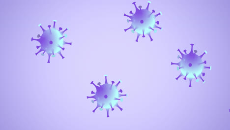 animation of covid 19 cells on purple background