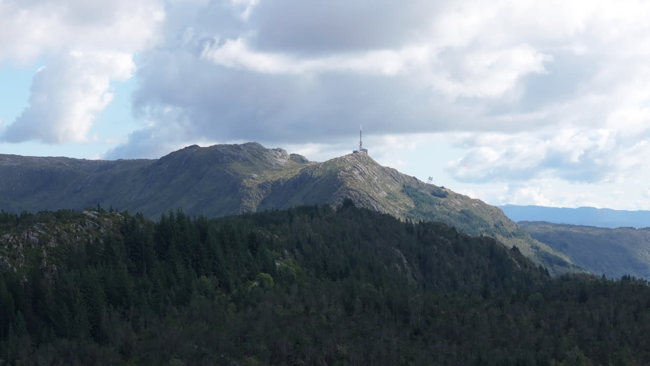 Mountain landscape with forest and clouds