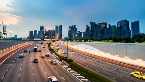 4k.time lapse traffic on the road at singapore city