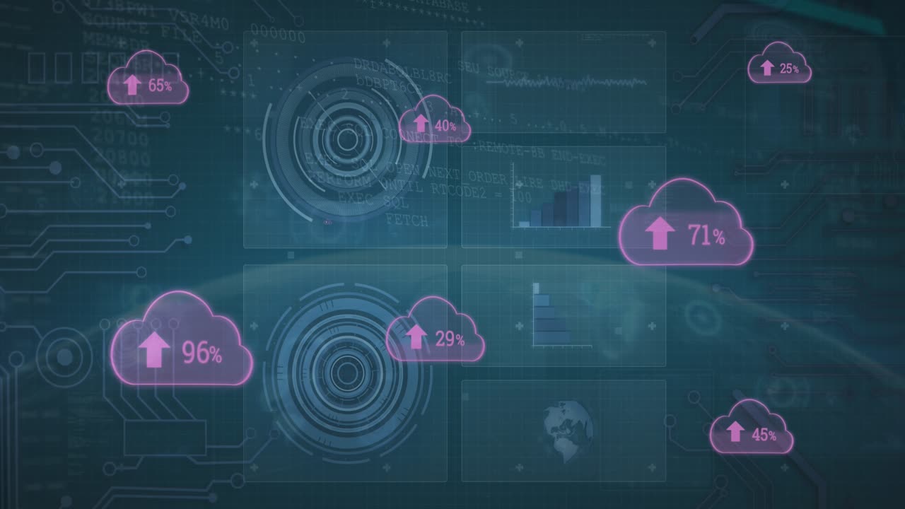 Animation of data processing over globe